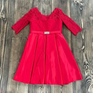 🌟2x Host Pick🌟Christina Wu Red Lace Sleeve Dress